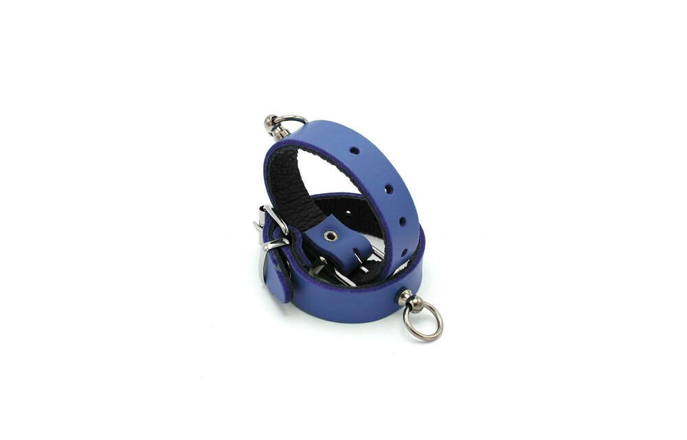 Lederen Handboeien Mini O-ring Blauw - Elegant & Veilig BDSM