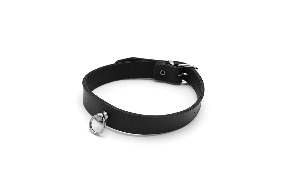 Leather Collar Mini O-Ring Black | Luxury BDSM Collar Leather
