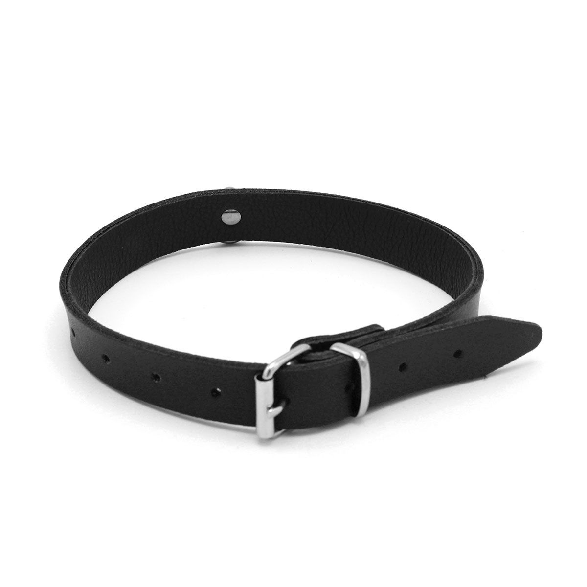 Lederhalsband Mini O-Ring Schwarz | Luxuriöses BDSM-Halsband aus Leder