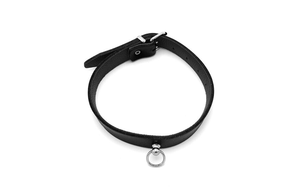 Leather Collar Mini O-Ring Black | Luxury BDSM Collar Leather