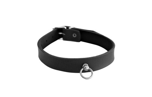 Lederhalsband Mini O-Ring Schwarz