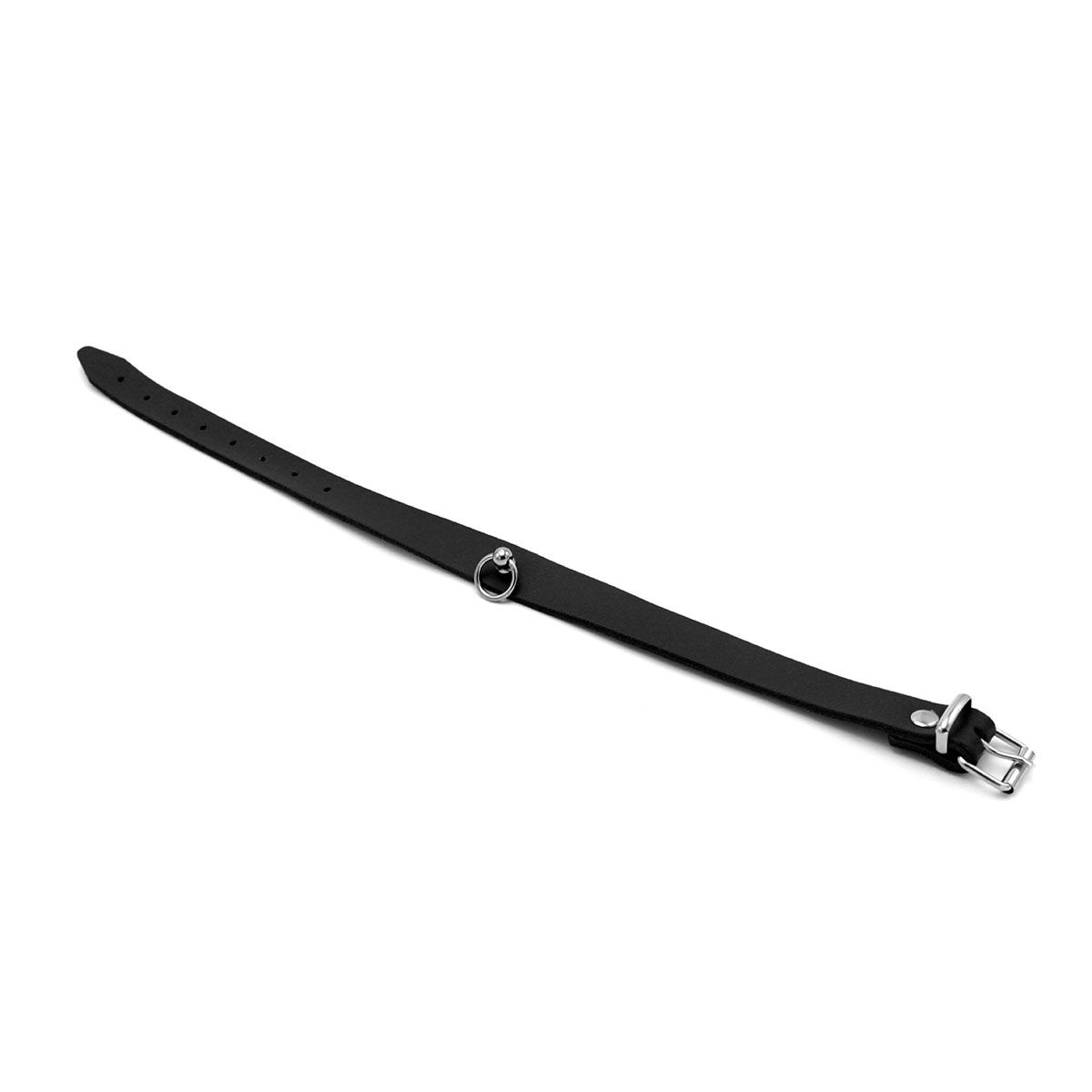 Lederhalsband Mini O-Ring Schwarz | Luxuriöses BDSM-Halsband aus Leder