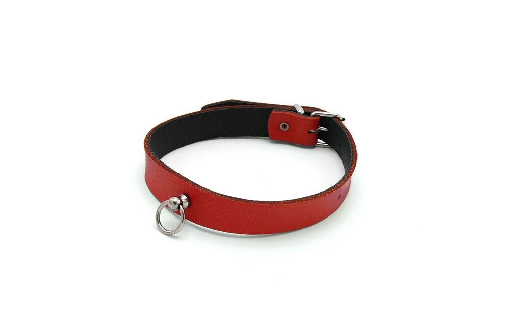 Leren Mini O-Ring Halsband Rood | Luxe BDSM Accessoire