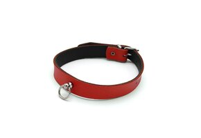 Leather Collar Mini O-Ring Red