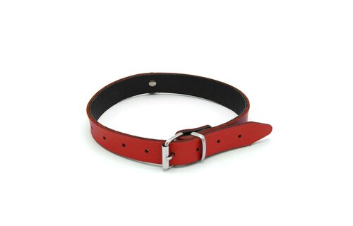 Leather Mini O-Ring Collar Red | Luxury BDSM Accessory