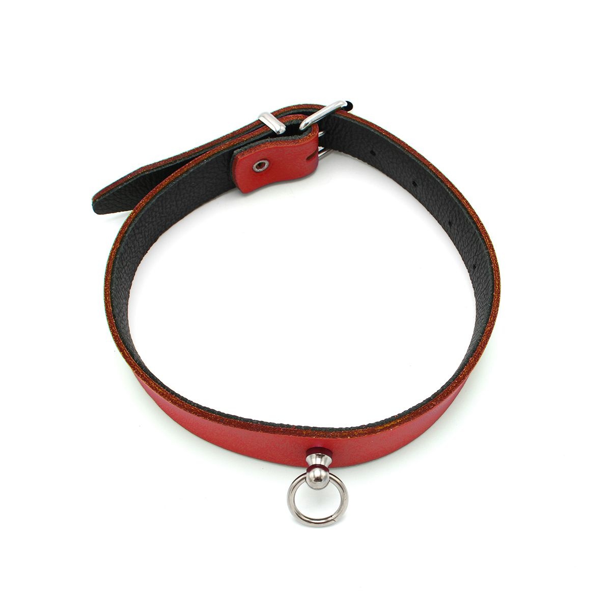 Lederhalsband Mini O-Ring Rot