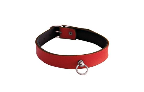 Leren Mini O-Ring Halsband Rood | Luxe BDSM Accessoire