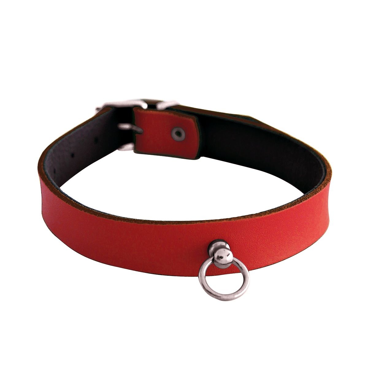 Leather Mini O-Ring Collar Red | Luxury BDSM Accessory