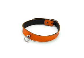 Leather Mini O-Ring Collar Orange | Luxury BDSM Accessory