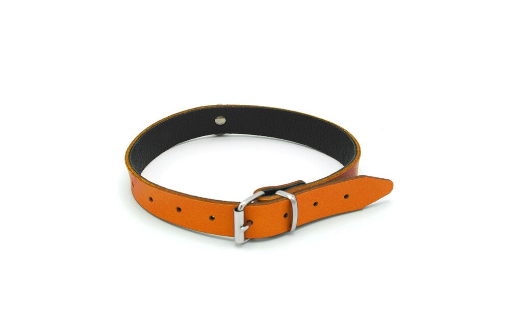 Leder Mini-O-Ring-Halsband Orange | Luxuriöses BDSM-Accessoire