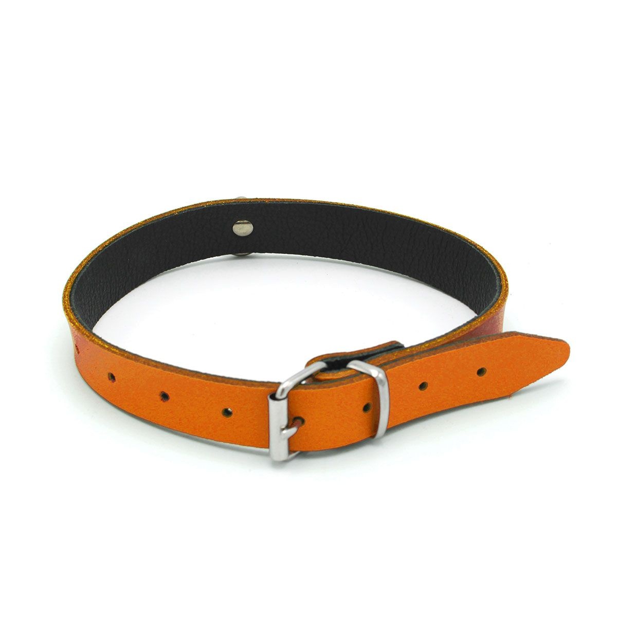 Leren Collar Mini O-Ring Oranje