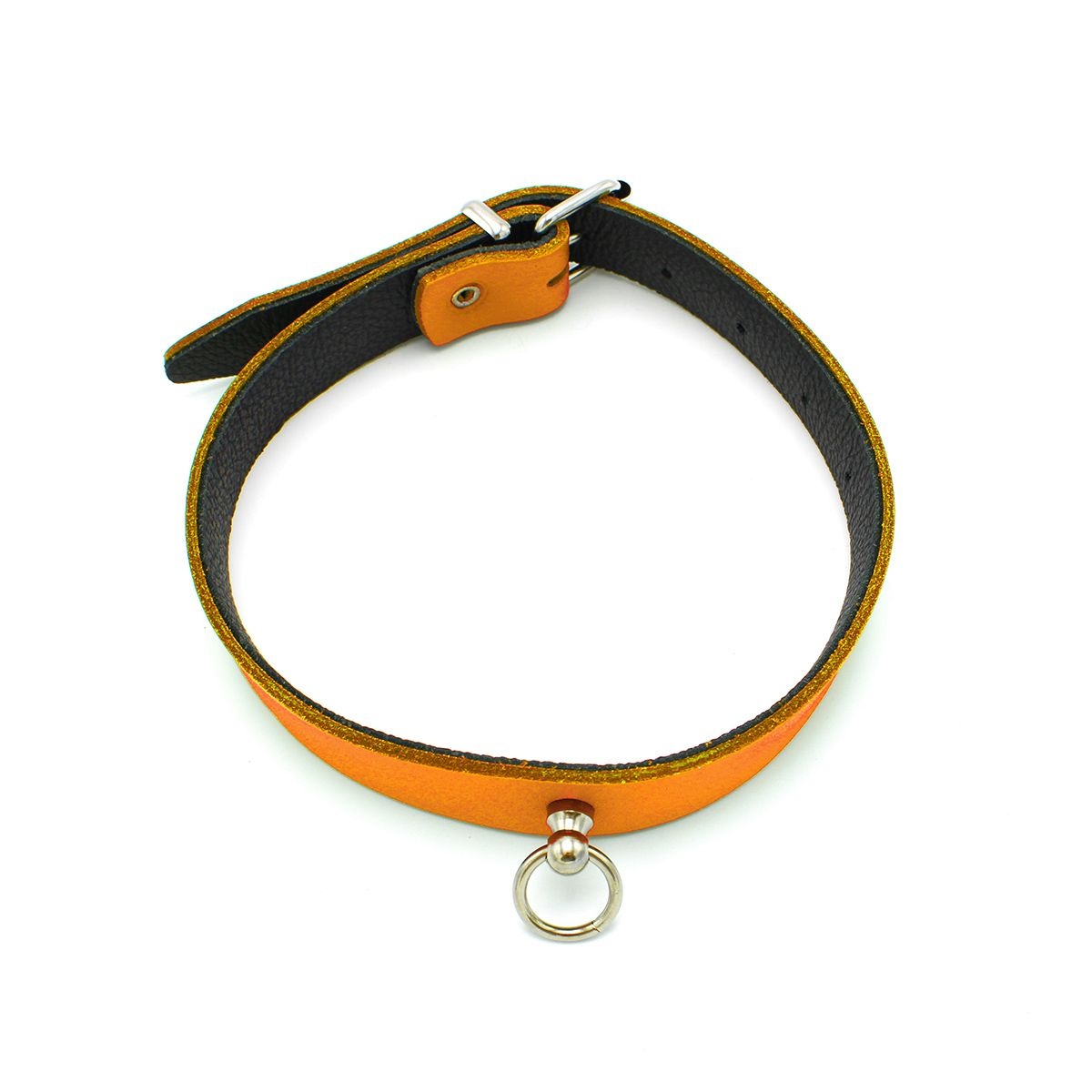 Leder Mini-O-Ring-Halsband Orange | Luxuriöses BDSM-Accessoire
