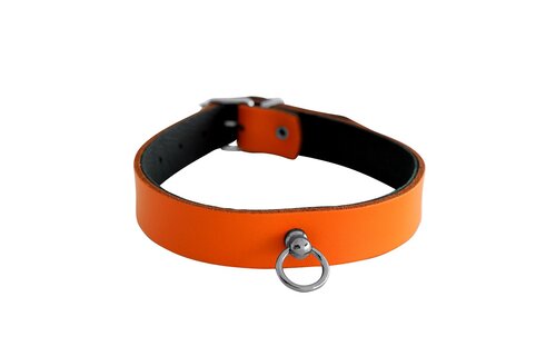 Lederhalsband Mini O-Ring Orange