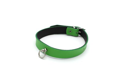 Leren Collar Mini O-Ring Groen