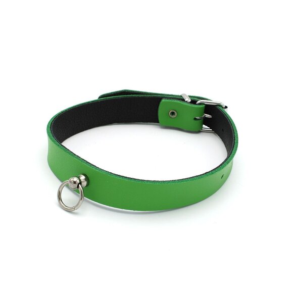 Lederhalsband Mini O-Ring Green