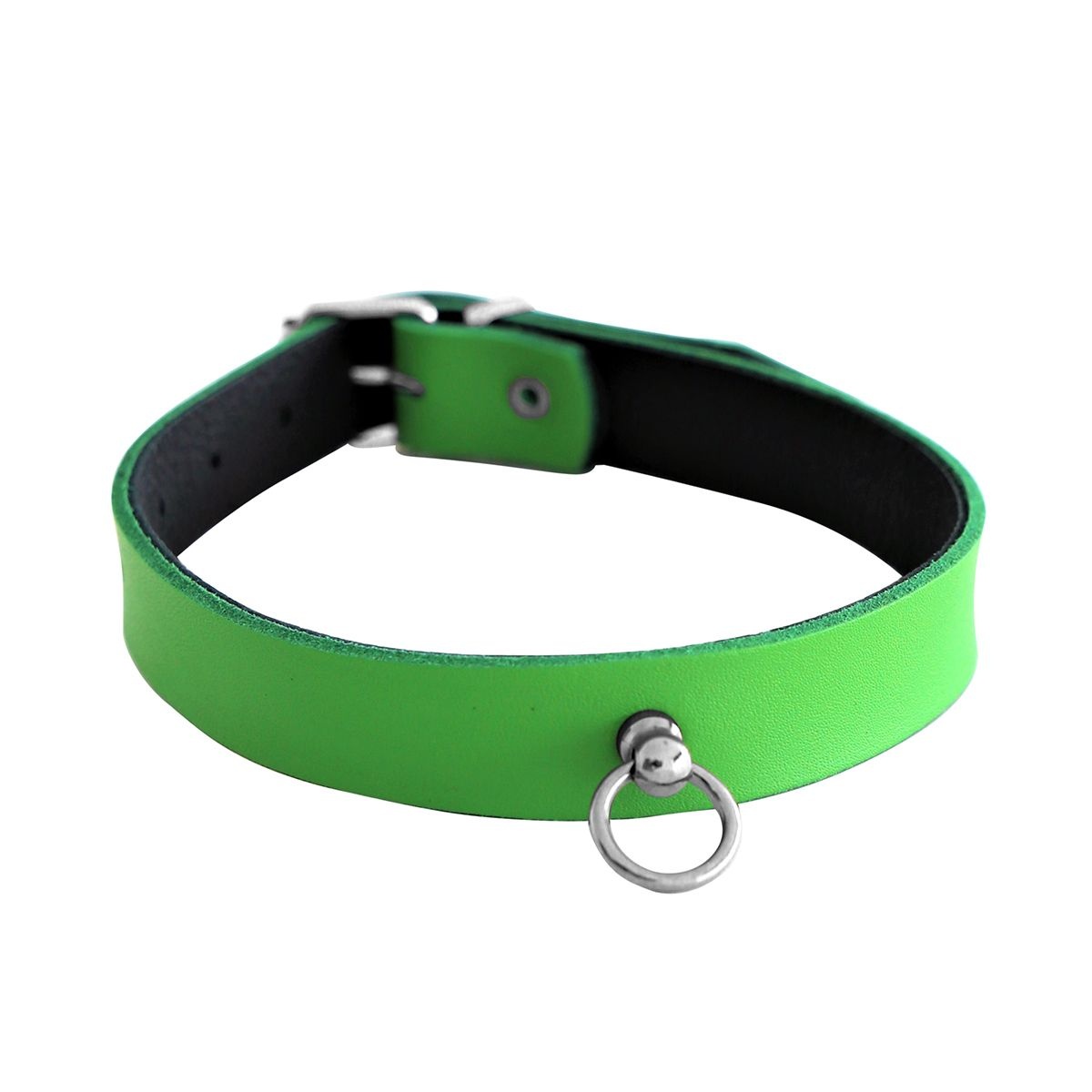Leren Collar Mini O-Ring Groen