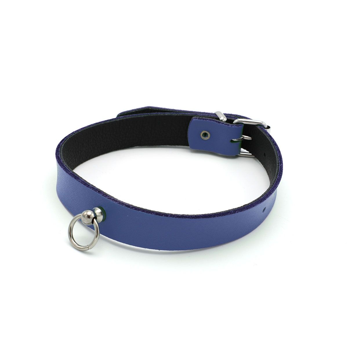 Leren Collar Mini O-Ring Blauw