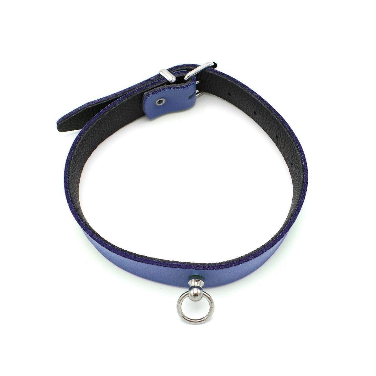 Lederhalsband Mini O-Ring Blue