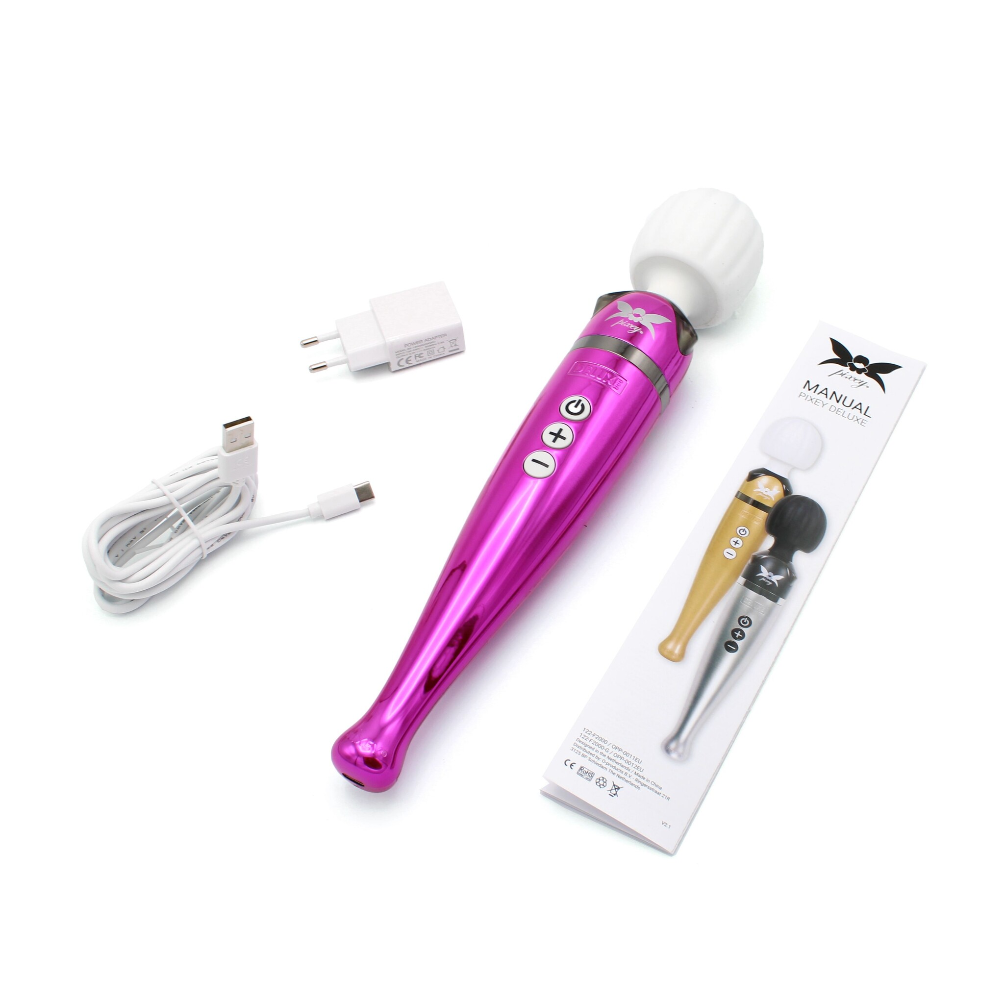 Wand Vibrator Pixey Deluxe - Pink Chrome