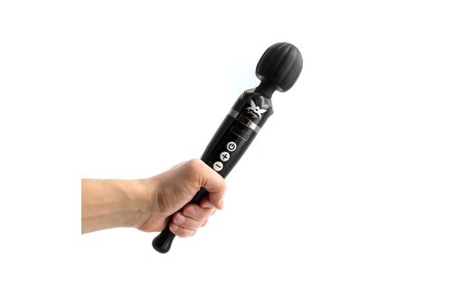 Pixey Deluxe Wand Vibrator - Powerful & Rechargeable Black Chrome