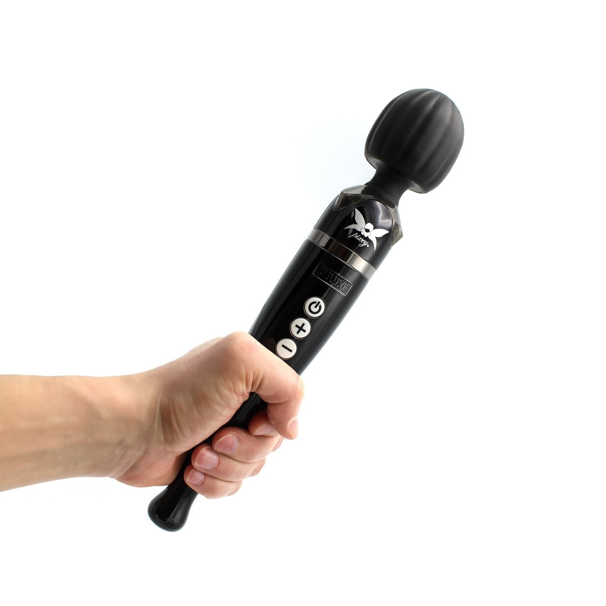 Pixey Deluxe Wand Vibrator - Powerful & Rechargeable Black Chrome