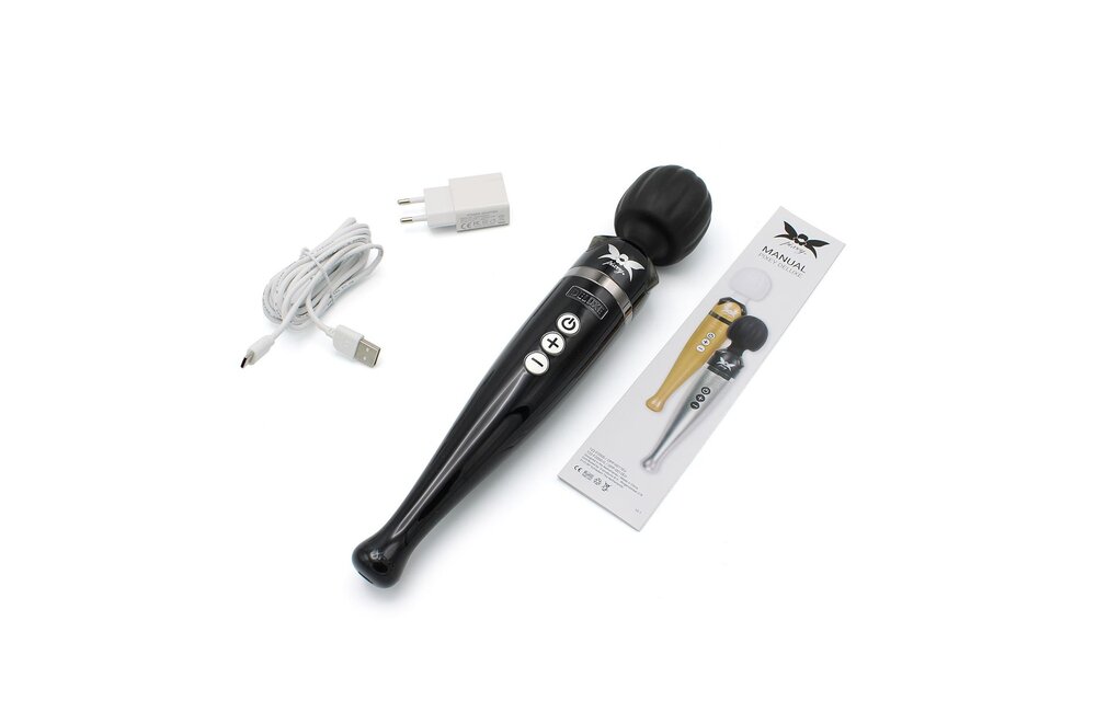 Pixey Deluxe Wand Vibrator - Powerful & Rechargeable Black Chrome