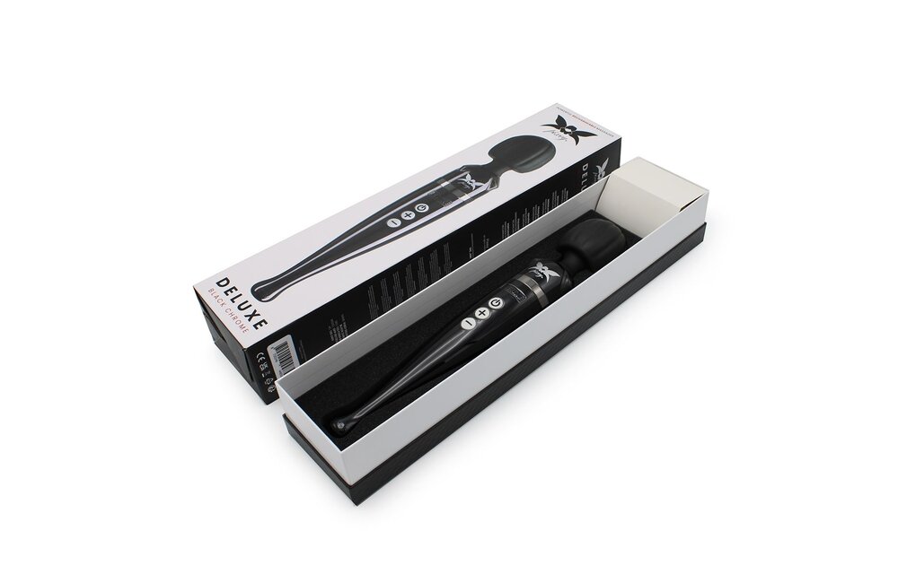 Pixey Deluxe Wand Vibrator - Powerful & Rechargeable Black Chrome