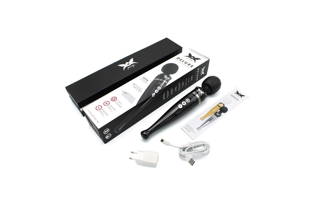 Pixey Deluxe Wand Vibrator – Leistungsstark & wiederaufladbar Schwarz Chrom