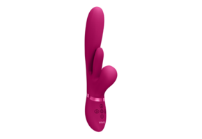 Kura - Thrusting G-Spot Vibrator with Flapping Tongue and Pulse Wave Stimulator - Pink
