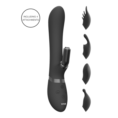 Chou - Luxury Vibrator with interchangeable clitoral sleeves - Black