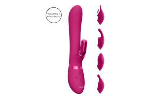 Chou - Luxus-Vibrator mit austauschbaren Klitoris-Hülsen - Rosa