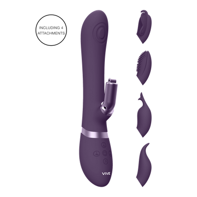 Etsu - Luxury Vibrator with interchangeable clitoral sleeves - Purple