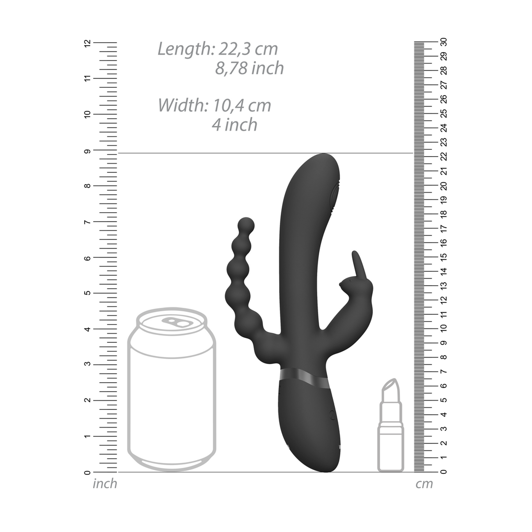 Rini - Pulse Wave Vibrating Double Penetration Rabbit - Black