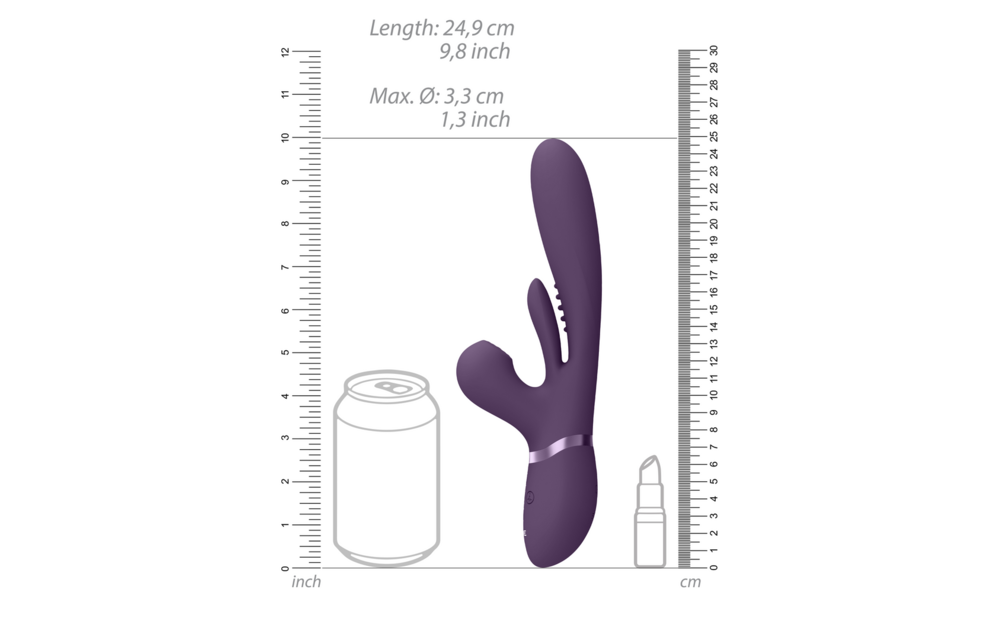 Kura - Thrusting G-Spot Vibrator with Flapping Tongue and Pulse Wave Stimulator - Paars