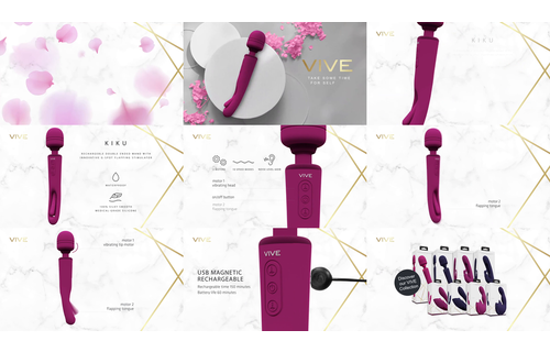 Kiku - Double Ended Wand with Innovative G-Spot Flapping Stimulator - Roze