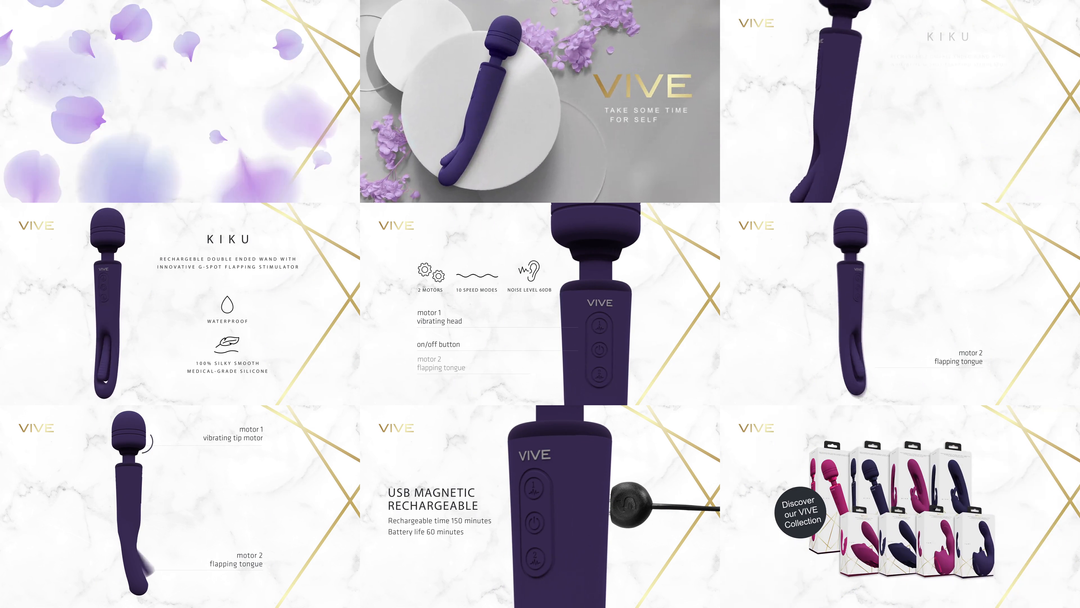 Kiku - Double Ended Wand with Innovative G-Spot Flapping Stimulator - Paars