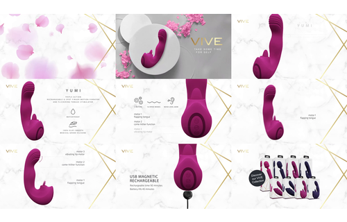 Yumi Triple Motor G-Spot Vibrator & Tong Stimulator Roze