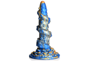 Kraken Silikon-Dildo 21,2 cm blau & gold – intensives Vergnügen