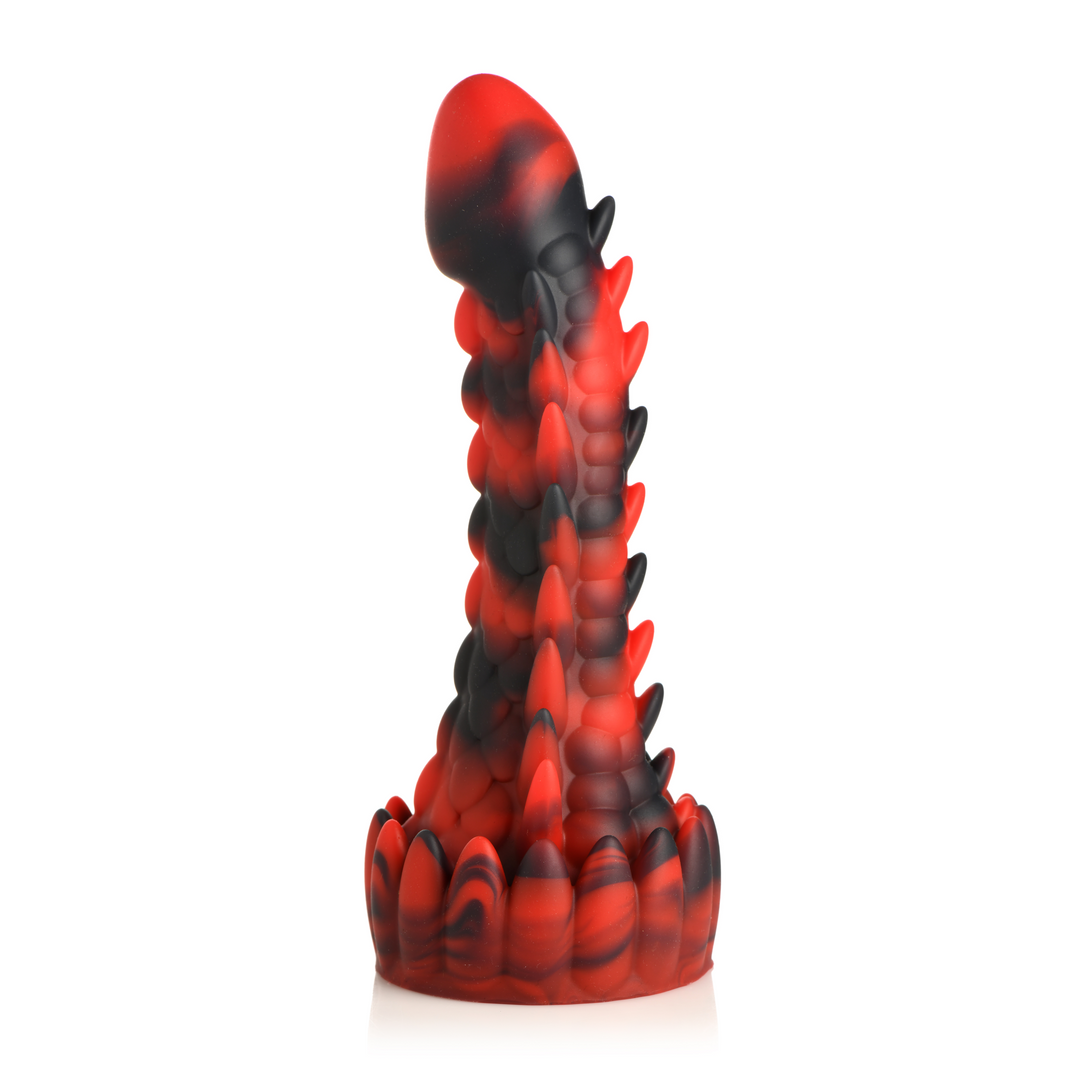 Demon Rising - Schuppiger Drache Silikondildo - Rot/Schwarz