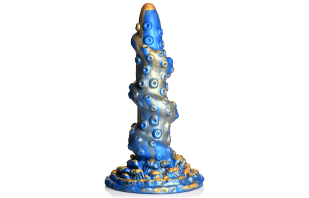 Kraken silicone dildo 21.2 cm blue & gold – intense pleasure
