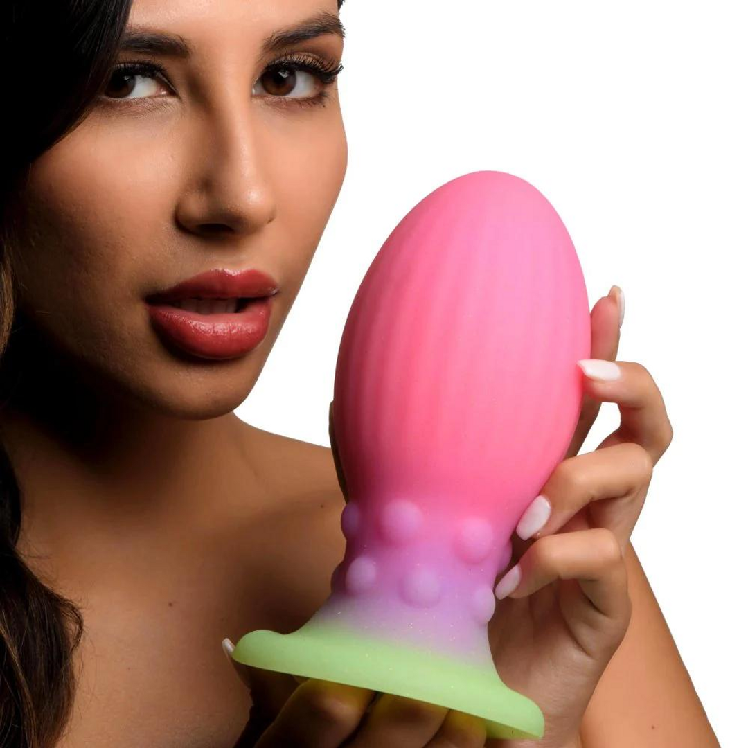 Xeno Egg XL Roze 17,5 cm – Lichtgevend Siliconen Ei Glow