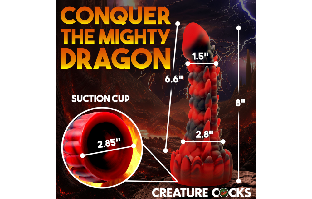 Demon Rising Draak Dildo Rood/Zwart 14,8 cm - Siliconen