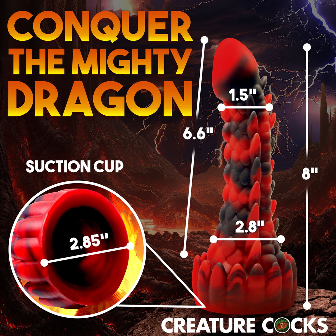 Demon Rising Drachen-Dildo Rot/Schwarz 14,8 cm – Silikon