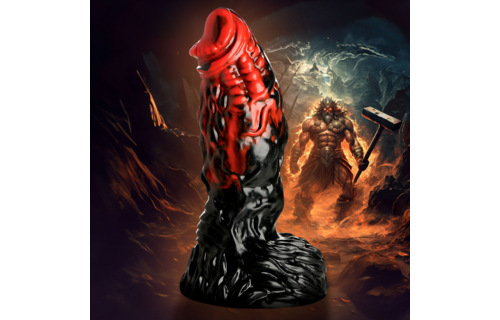 Vulcan Silikon-Dildo 22,3 cm – Schwarz/Rot | Sensation & Feuer