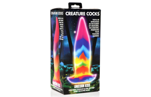 Unicorn Tongue 21.3 cm - Silicone Dildo Rainbow Glow