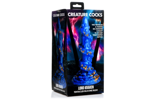 Kraken siliconen dildo 21,2 cm blauw & goud – intens genot