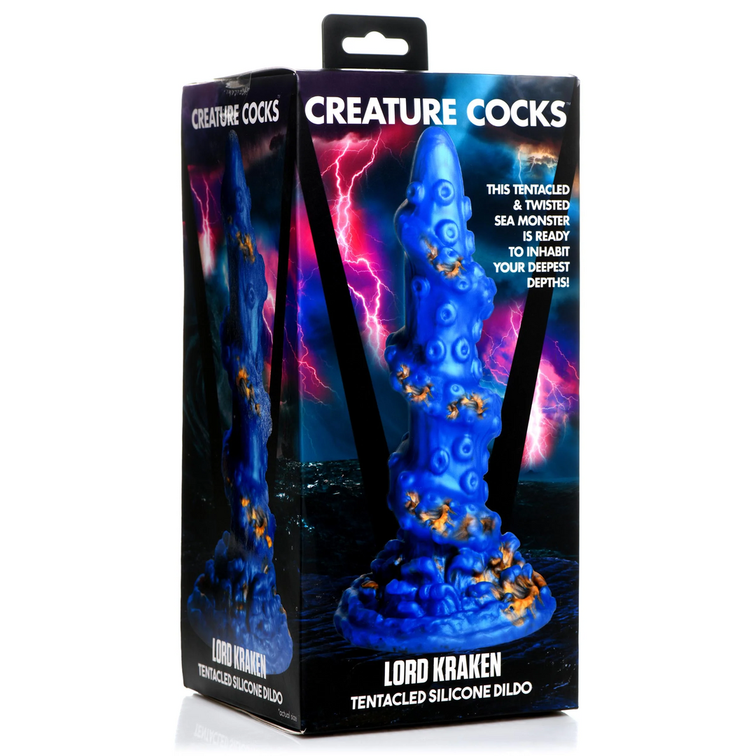 Kraken Silikon-Dildo 21,2 cm blau & gold – intensives Vergnügen