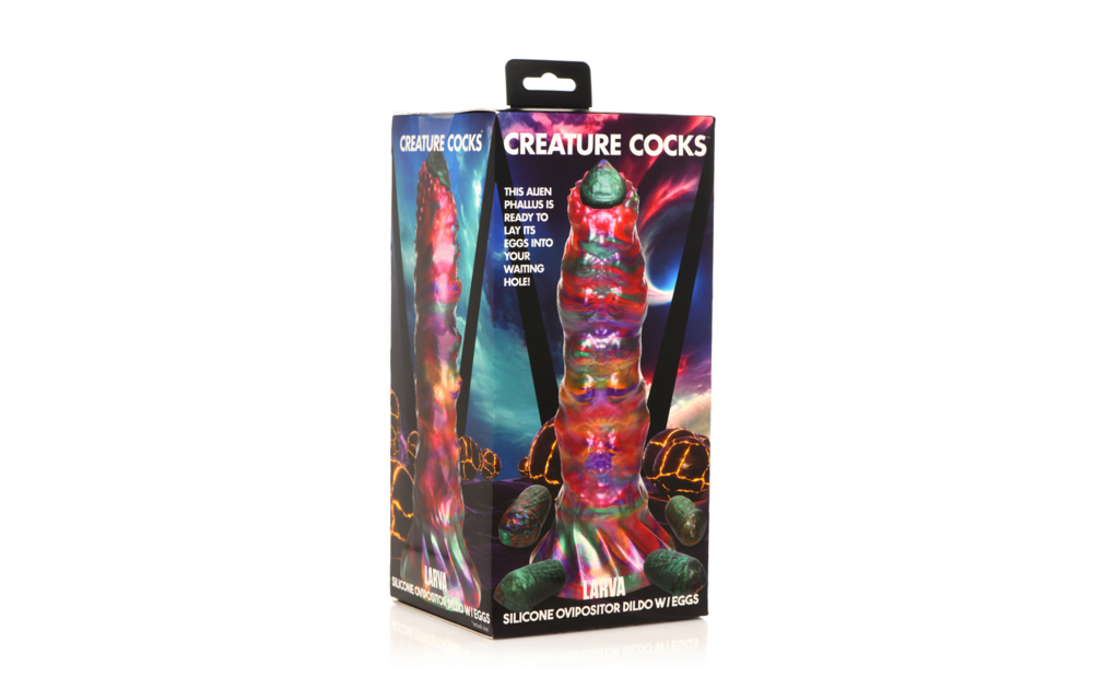 Larve Siliconen Dildo met Eieren 22,9 cm – Multikleur