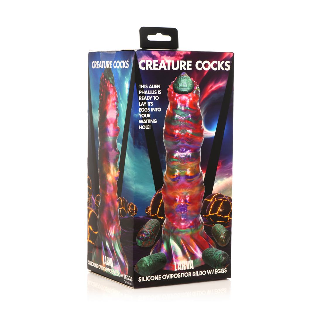 Larve Siliconen Dildo met Eieren 22,9 cm – Multikleur