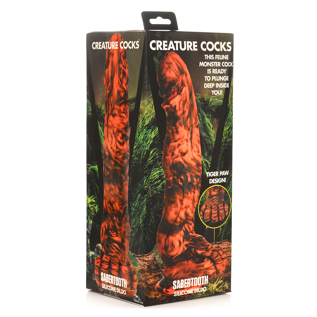 Sabretooth Siliconen Dildo 28,7 cm Oranje/Zwart | Intens